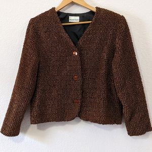 Vintage Robyne Faune Textured Cardigan Sweater, Brown, Large